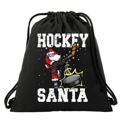 Funny Hockey 812 Santa Hockey Player Christmas Cool Gift Drawstring Bag
