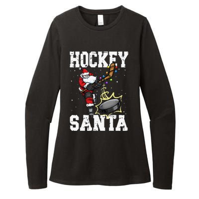 Funny Hockey 812 Santa Hockey Player Christmas Cool Gift Womens CVC Long Sleeve Shirt