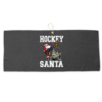 Funny Hockey 812 Santa Hockey Player Christmas Cool Gift Large Microfiber Waffle Golf Towel