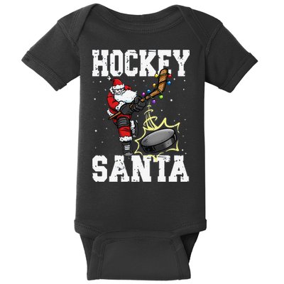 Funny Hockey 812 Santa Hockey Player Christmas Cool Gift Baby Bodysuit