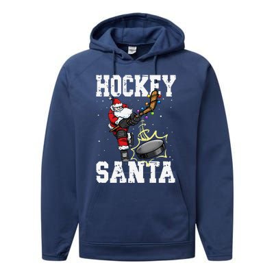 Funny Hockey 812 Santa Hockey Player Christmas Cool Gift Performance Fleece Hoodie