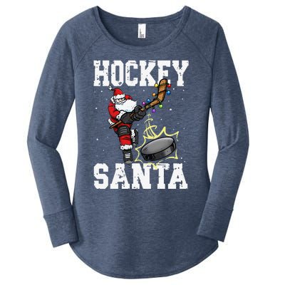 Funny Hockey 812 Santa Hockey Player Christmas Cool Gift Women's Perfect Tri Tunic Long Sleeve Shirt