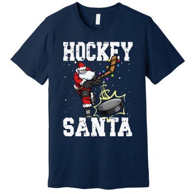 Funny Hockey 812 Santa Hockey Player Christmas Cool Gift Premium T-Shirt