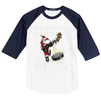 Funny Hockey 812 Santa Hockey Player Christmas Cool Gift Baseball Sleeve Shirt