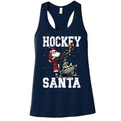 Funny Hockey 812 Santa Hockey Player Christmas Cool Gift Women's Racerback Tank