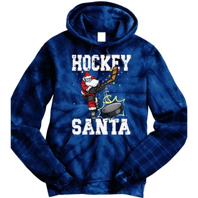 Funny Hockey 812 Santa Hockey Player Christmas Cool Gift Tie Dye Hoodie