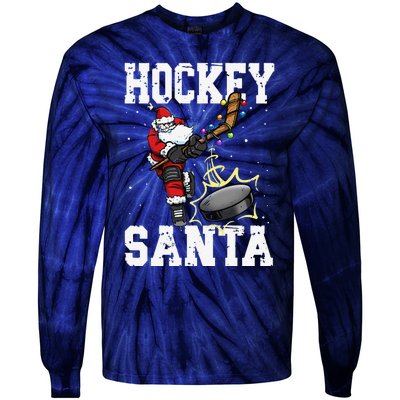 Funny Hockey 812 Santa Hockey Player Christmas Cool Gift Tie-Dye Long Sleeve Shirt