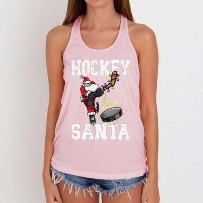 Funny Hockey 812 Santa Hockey Player Christmas Cool Gift Women's Knotted Racerback Tank