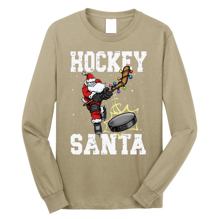 Funny Hockey 812 Santa Hockey Player Christmas Cool Gift Long Sleeve Shirt