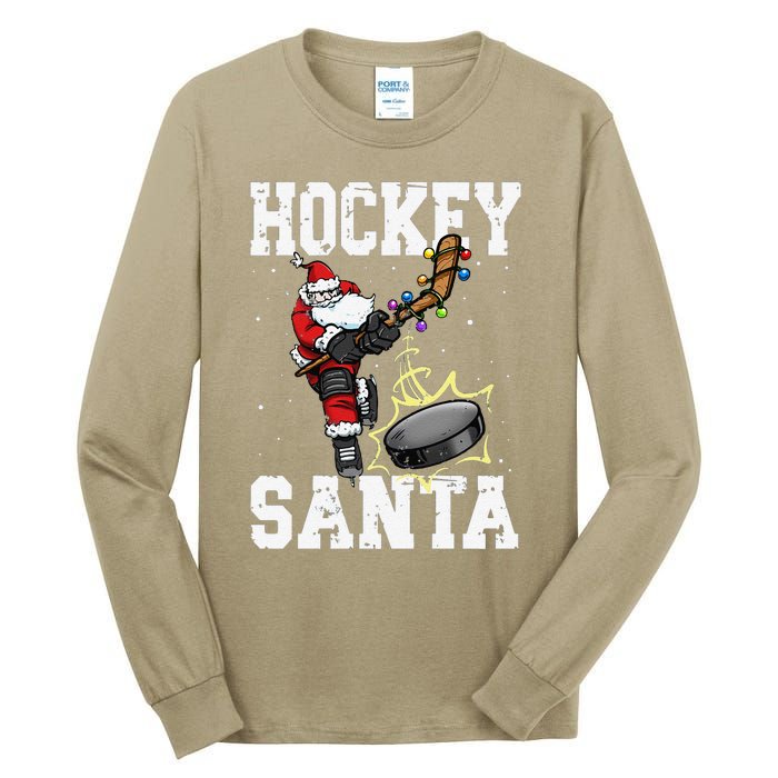 Funny Hockey 812 Santa Hockey Player Christmas Cool Gift Tall Long Sleeve T-Shirt