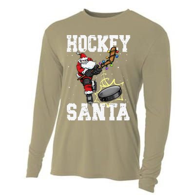 Funny Hockey 812 Santa Hockey Player Christmas Cool Gift Cooling Performance Long Sleeve Crew