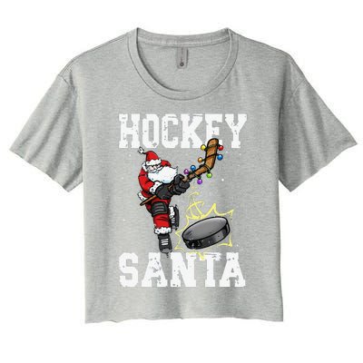 Funny Hockey 812 Santa Hockey Player Christmas Cool Gift Women's Crop Top Tee