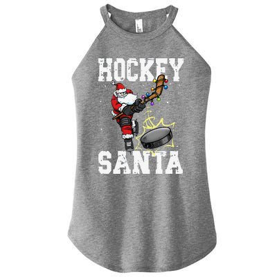 Funny Hockey 812 Santa Hockey Player Christmas Cool Gift Women's Perfect Tri Rocker Tank