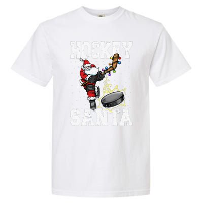 Funny Hockey 812 Santa Hockey Player Christmas Cool Gift Garment-Dyed Heavyweight T-Shirt