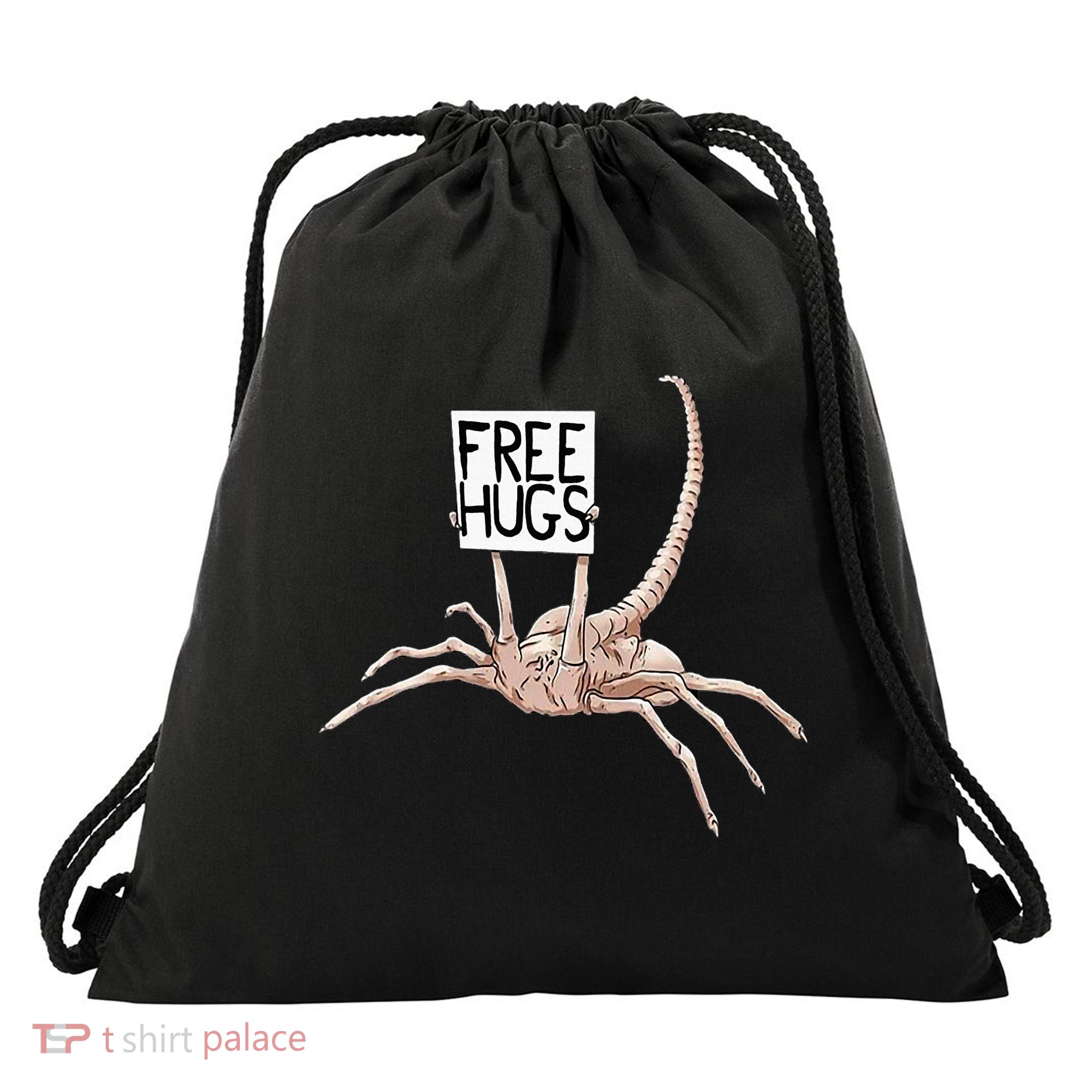 Free Hugs Alien Drawstring Bag