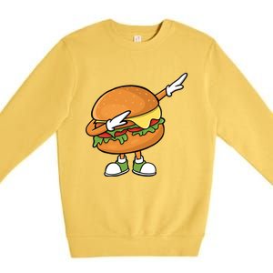 Funny Hamburger Art Cheeseburger Burger Meat Eater Funny Gift Premium Crewneck Sweatshirt