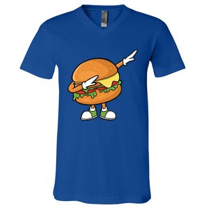 Funny Hamburger Art Cheeseburger Burger Meat Eater Funny Gift V-Neck T-Shirt