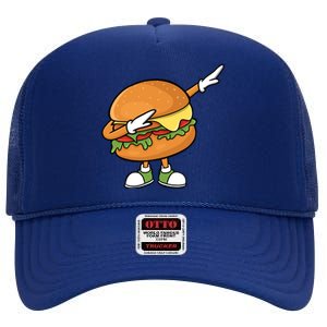 Funny Hamburger Art Cheeseburger Burger Meat Eater Funny Gift High Crown Mesh Back Trucker Hat