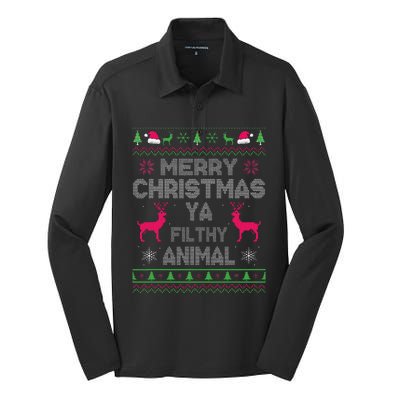 Festive Holiday Animal Print Sweater Silk Touch Performance Long Sleeve Polo