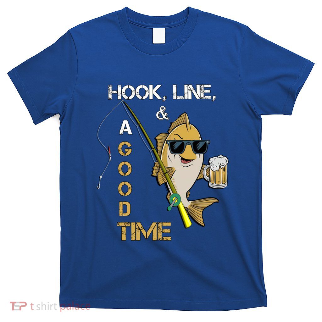 Fish Hook And Line Funny Fathers Day For Fishing Dad Cute Gift T-Shirt