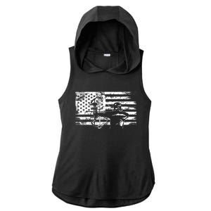 Funny Hunting Archer American Flag Gift Bowhunting Gift For Hunters Men Ladies PosiCharge Tri-Blend Wicking Draft Hoodie Tank