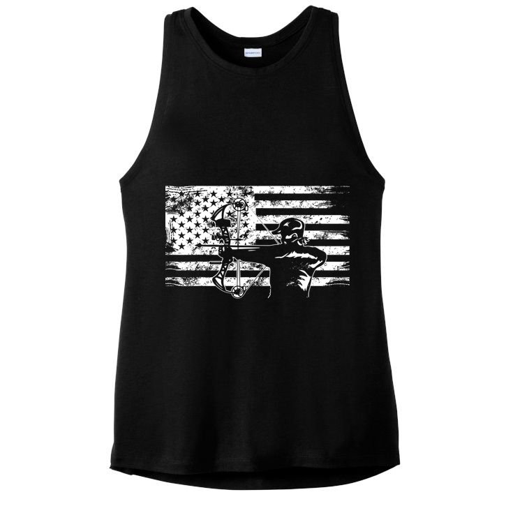 Funny Hunting Archer American Flag Gift Bowhunting Gift For Hunters Men Ladies PosiCharge Tri-Blend Wicking Tank