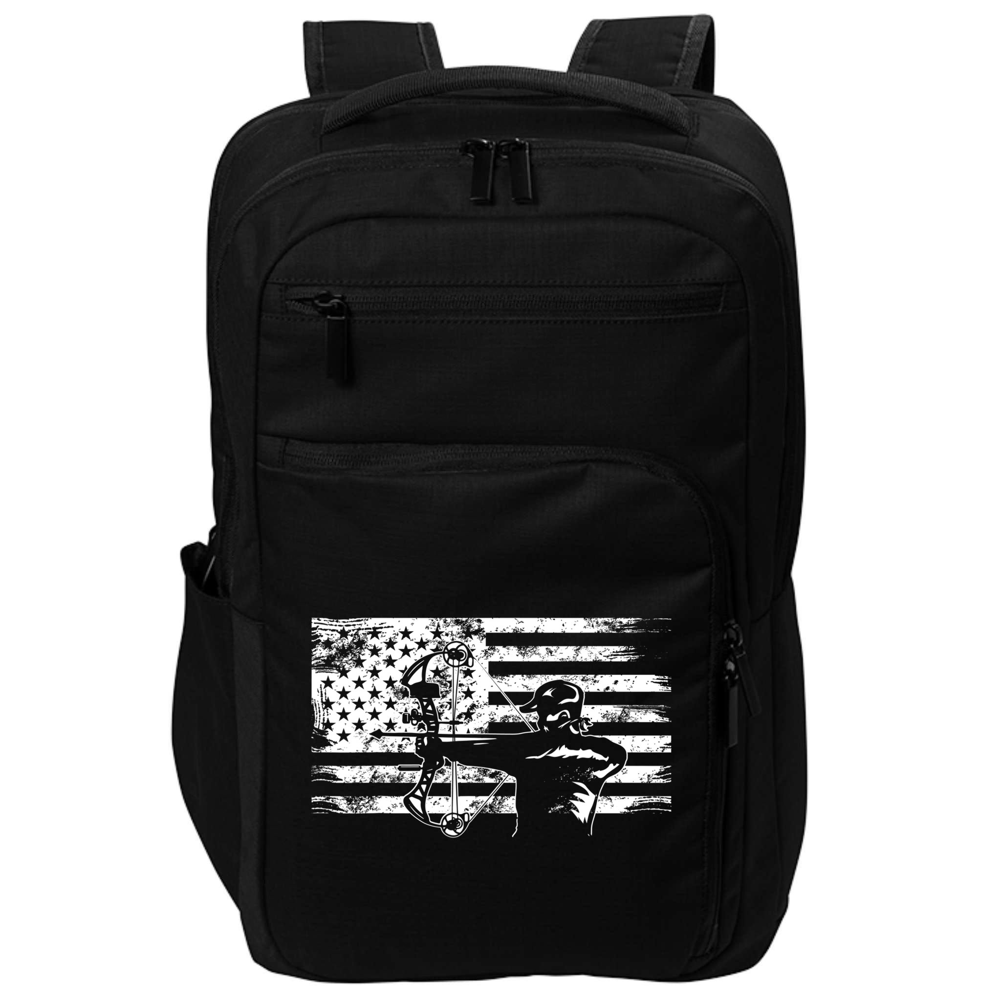 Funny Hunting Archer American Flag Gift Bowhunting Gift For Hunters Men Impact Tech Backpack