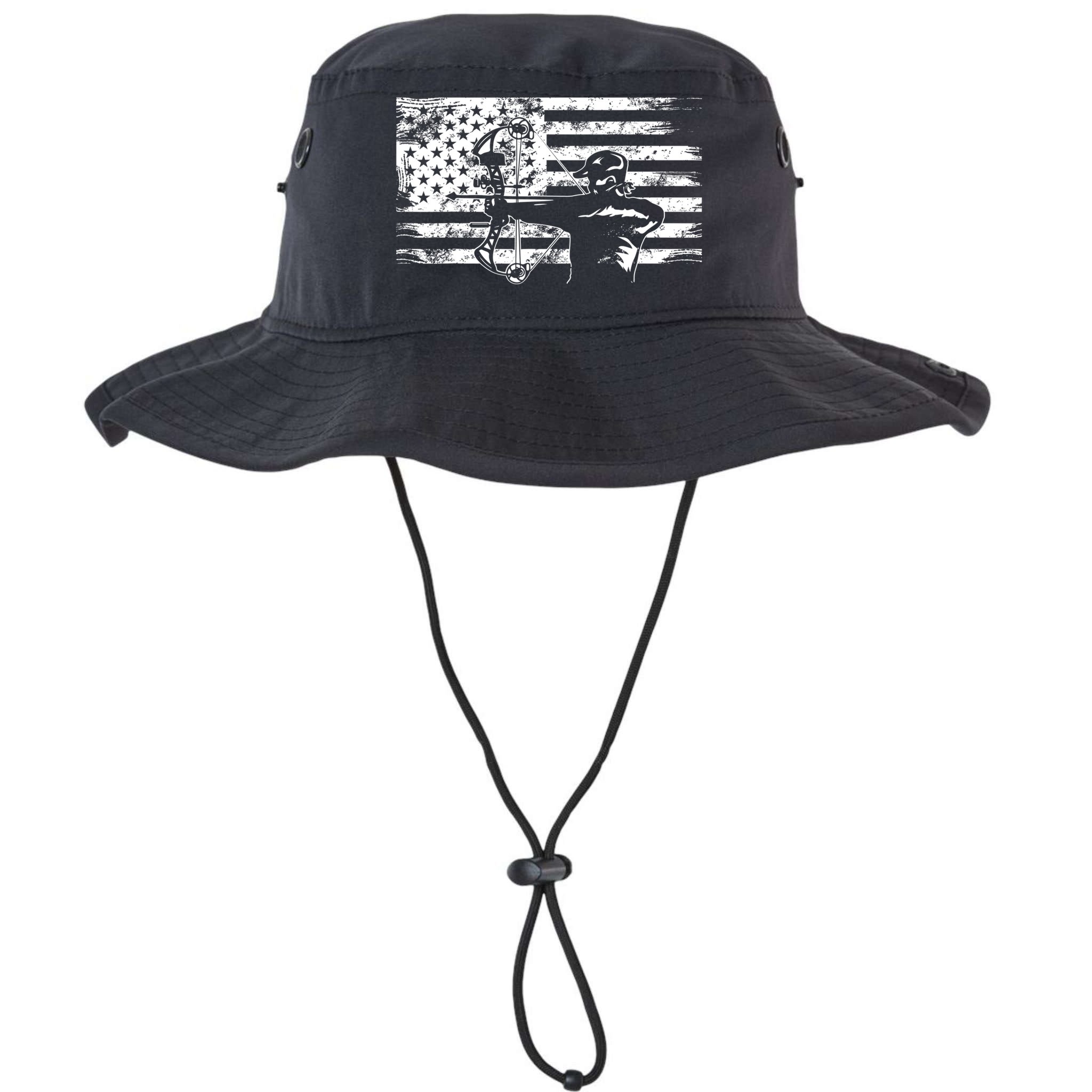 Funny Hunting Archer American Flag Gift Bowhunting Gift For Hunters Men Bucket Hat