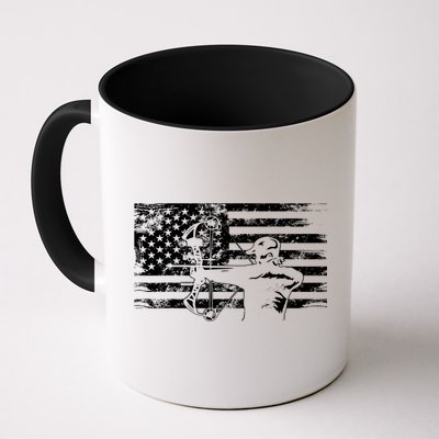 Funny Hunting Archer American Flag Gift Bowhunting Gift For Hunters Men Mug