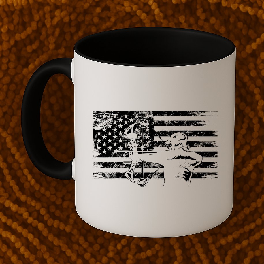 Funny Hunting Archer American Flag Gift Bowhunting Gift For Hunters Men Mug