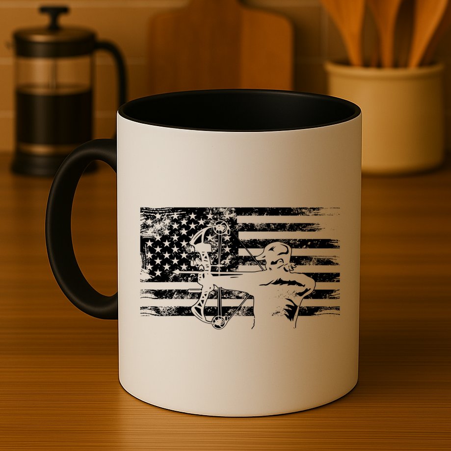 Funny Hunting Archer American Flag Gift Bowhunting Gift For Hunters Men Mug