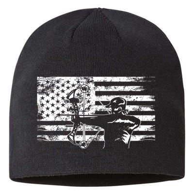 Funny Hunting Archer American Flag Gift Bowhunting Gift For Hunters Men Sustainable Beanie