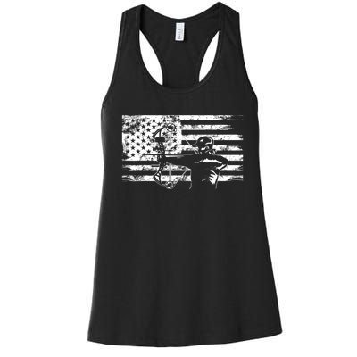 Funny Hunting Archer American Flag Gift Bowhunting Gift For Hunters Men Women's Racerback Tank