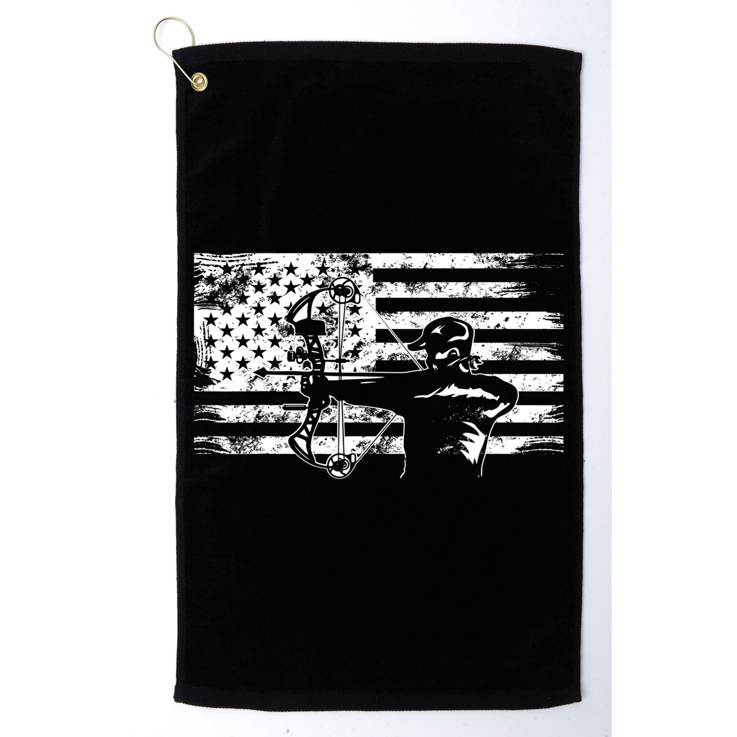 Funny Hunting Archer American Flag Gift Bowhunting Gift For Hunters Men Golf Towel