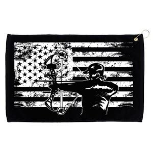 Funny Hunting Archer American Flag Gift Bowhunting Gift For Hunters Men Grommeted Golf Towel