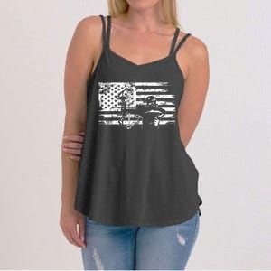 Funny Hunting Archer American Flag Gift Bowhunting Gift For Hunters Men Women's Strappy Tank