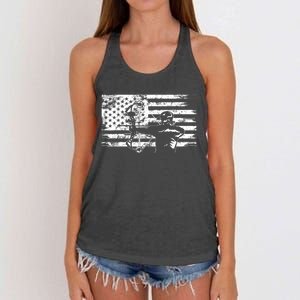 Funny Hunting Archer American Flag Gift Bowhunting Gift For Hunters Men Women's Knotted Racerback Tank