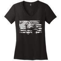 Funny Hunting Archer American Flag Gift Bowhunting Gift For Hunters Men Women's V-Neck T-Shirt