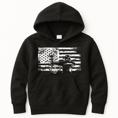Funny Hunting Archer American Flag Gift Bowhunting Gift For Hunters Men Kids Hoodie