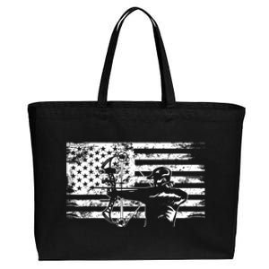 Funny Hunting Archer American Flag Gift Bowhunting Gift For Hunters Men Cotton Canvas Jumbo Tote