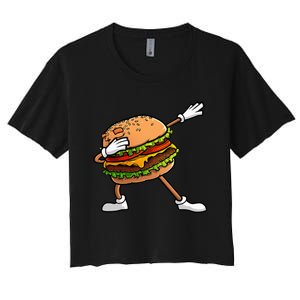 Funny Hamburger Art Cheeseburger Lover Women's Crop Top Tee