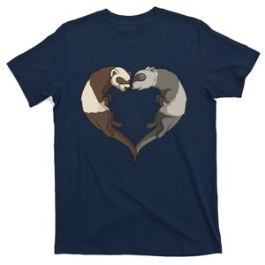 Ferret Heart Animal Lover T-Shirt