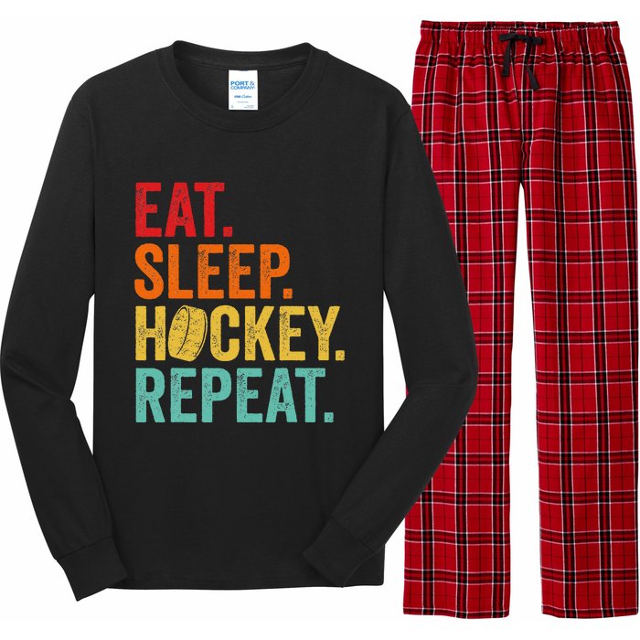 Funny Hockey Art Adult Vintage Ice Hockey Long Sleeve Pajama Set