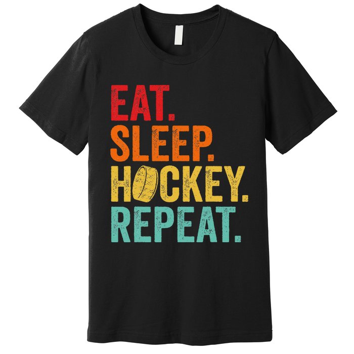 Funny Hockey Art Adult Vintage Ice Hockey Premium T-Shirt