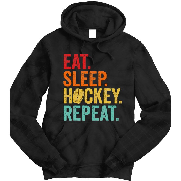 Funny Hockey Art Adult Vintage Ice Hockey Tie Dye Hoodie