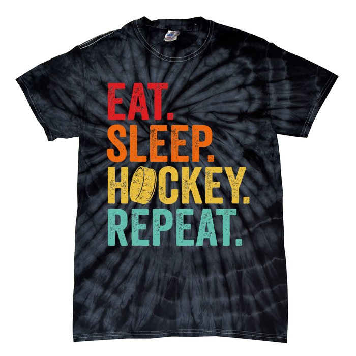 Funny Hockey Art Adult Vintage Ice Hockey Tie-Dye T-Shirt