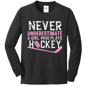 Funny Hockey Art For Girl Women Field Hockey Player Sport Kids Long Sleeve Shirt