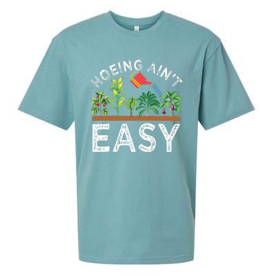 Farmer Hoeing Aint Easy Vegetable Plants Gardening Gardener Sueded Cloud Jersey T-Shirt