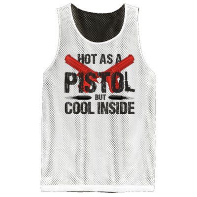 Funny Hot As A Pistol But Cool Inside Design Fathers Day Mesh Reversible Basketball Jersey Tank