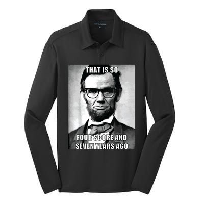 Funny Hipster Abraham Lincoln Silk Touch Performance Long Sleeve Polo